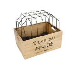 Beeztees Holz-Fahrradkorb Journey + Schutzgitter